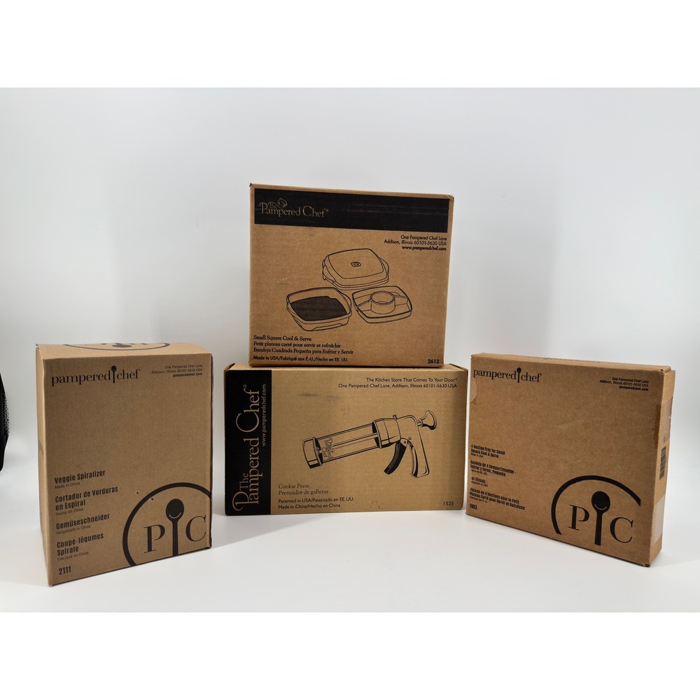 Pampered Chef Bundle Cookie Press Spiralizer Cool & Serve Tray 4pc Set